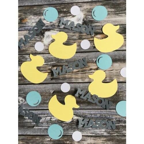 Personalize rubber duckies boys Birthday Party confettis baby shower table scatters, gender reveal Christening baptism confetti