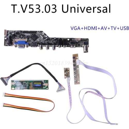 V53 LCD TV Controller Driver Board PC/VGA/HDMI-compatible/USB Interface + 7 Key Board Kit
