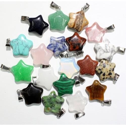 Wholesale 12pcs good quality Mixed color natural stone star charm pendant for jewelry making bracelets earring pendants charms