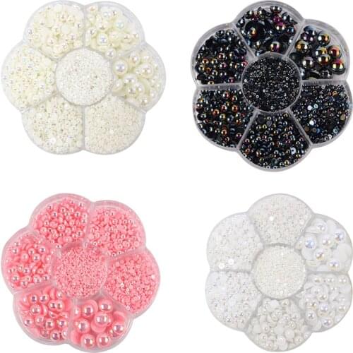 2800pcs/lot 2-10mm Semicircle more size flat AB bead imitation pearl hair clothing DIY accessories tire stick drill meia perola
