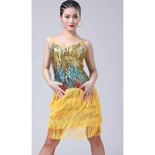 Hot Sexy Latin Dance Dress Nightclub Dance Tassel Sequin Suit Women Ballroom Dancing Costume Cha Cha Rumba Party Garments PY176