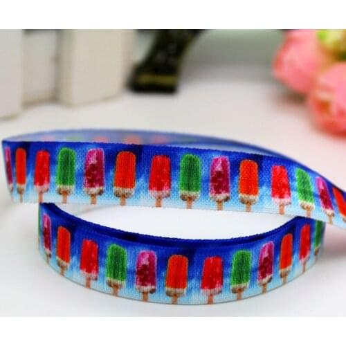 5/8'' Free shipping Fold Elastic FOE ice cream printed headband headwear diy decoration wholesale OEM D483