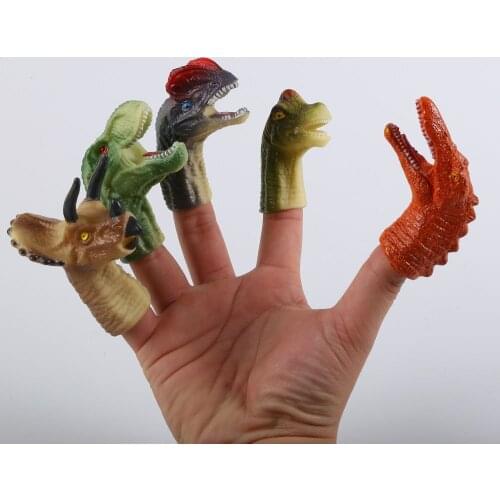Rubber Dinosaur FingerToys for Girls Cartoon Mini Dinosaur Model Parent Child Interactive Finger Puppet Baby Favor Dolls Set