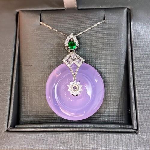 QTT Luxury 925 Silver Pendant Necklace High Quality Classic CZ For Women Trendy Purple Stone 30*30mm Wedding Jewelry Gifts