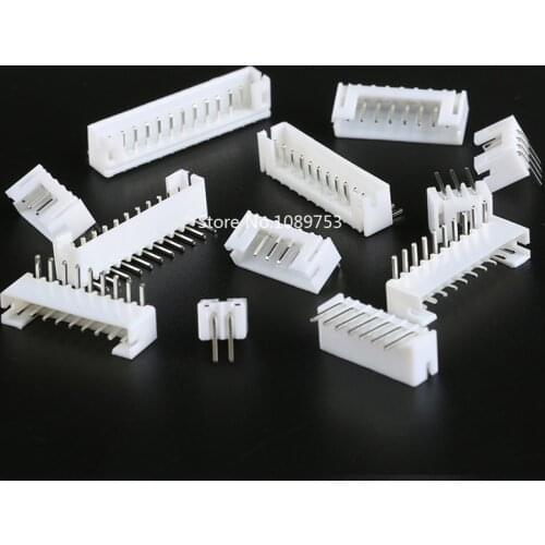 50pcs/LOT PH 2.0 male right angle Pin Header connector 2mm Leads 2P 3P 4P 5P 6P 7P 8P 9P 10P 11P 12 pin Header PH-AW