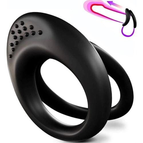 Silicone Cock Enhancement Ring - Surperior Wear Dual Rings to Make Men Erection Time Delay Ultimate Pleasure for Couples Play