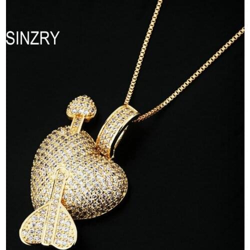 SINZRY hotsale cubic zirconia goegous heart arrow pendant necklaces fashion trendy lady CZ jewelry accessory