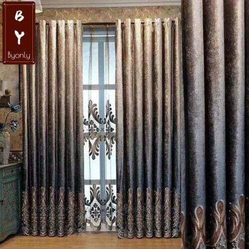 Modern Minimalist Bedroom Luxury Living Room Curtain Korean Flannel Embroidered Shading Balcony European Style Curtain Finished
