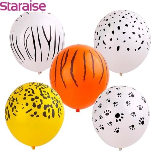 Staraise 10pcs Animal Latex Balloons Kids Favor Gift Tiger Zebra Dog Balloon Birthday Theme Party Baby Shower Inflatable Balloon