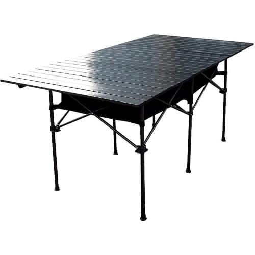 Black Camping Barbecue Party Folding Black Aluminum Alloy Table With Net Bag For Outdoor Park And Picnic