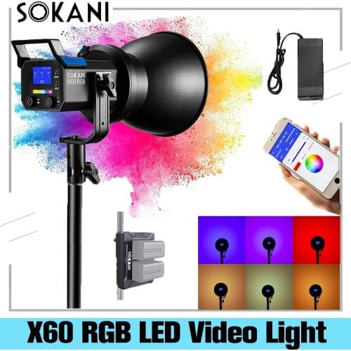 Sokani X60 Kit Version 2 v2 RGB LED Video Light 80W 5600K Outdoor Photography Daylight Lighting Adjust Brightness Bowens Mount