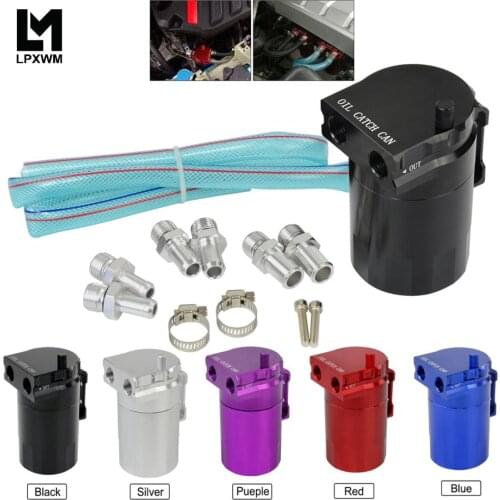 Universal Black Baffled Aluminum Oil Catch Tank Can Reservoir Tank with 11mm/15mm Fittings and Oil dipstick