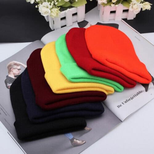 Unisex Knit Beanie Spring Autumn Warm Hat Hip Hop Caps Wool Blends Soft Pure Color Skull Caps Plain Beanies for Men Women Hats