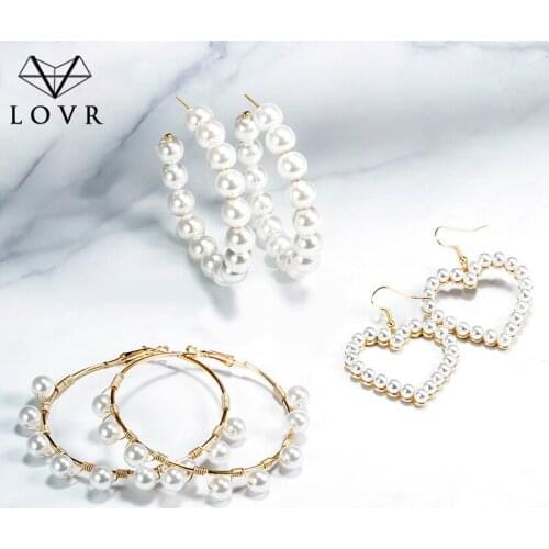LOVR Trendy Elegant Simulated Pearl Big Earrings 2019 For Women Statement Drop Dangle Earring Wedding Party Jewelry Gift