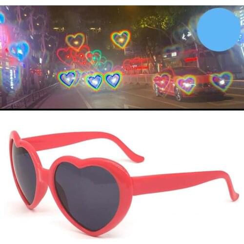 Heart Lenses Refraction Glasses Heart Shaped Love Special Effects Glasses Fashion Sunglasses At Night Diffraction Glasses Women