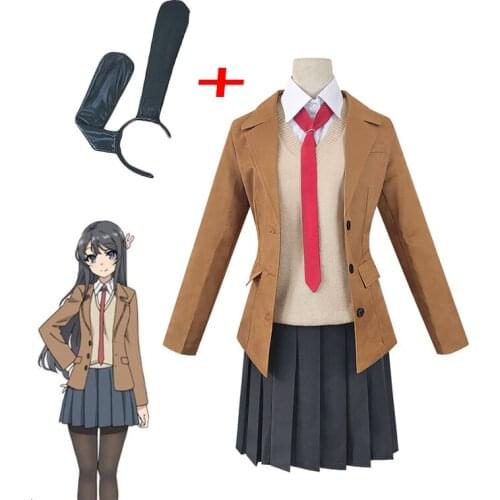 Costume Sakurajima Mai Cosplay Wig Seishun Buta Yarou Series Women School Uniforms Halloween High School Girls Party Suits