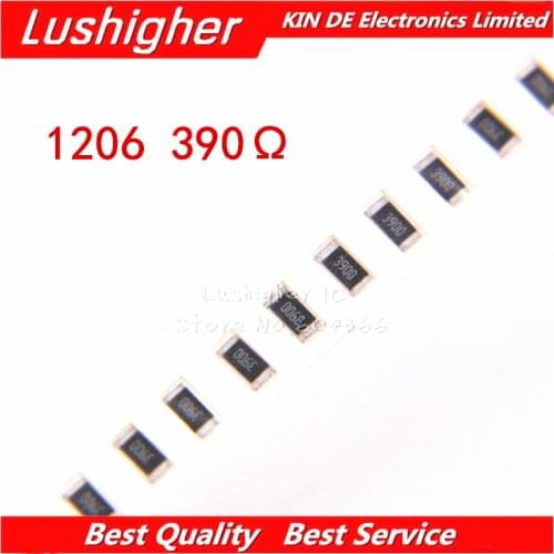 100PCS 1206 SMD Resistor 1% 390 Ohm 391 390R 390ohm