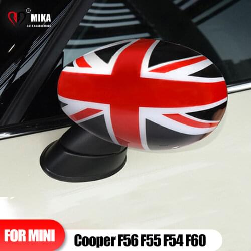 2PCS For Mini Cooper F54 F55 F56 F57 F60 Rearview Mirror Protector Cover ABS Union Jack Stickers Car Decoration Auto Accessories