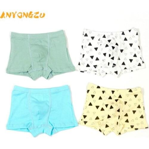2pcs Soft Cotton Kids Boys Underwear Triangle print Shorts Panties Pure Color Baby Children Teenager Underwear Underpant 2-6T