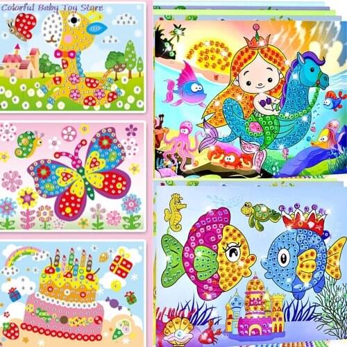 2 In 1 Diamond Coloring Drawing Sticker Handmade Cartoon DIY Toy Sets Painting Education Gift For Children Birthday Drawing Toy