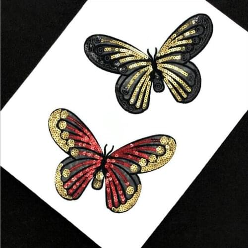 20pcs parches ropa Butterfly Heat Transfer Glitter Patches For Clothing Iron On Sequined Patch Appliques Badge Jacket Patchwork