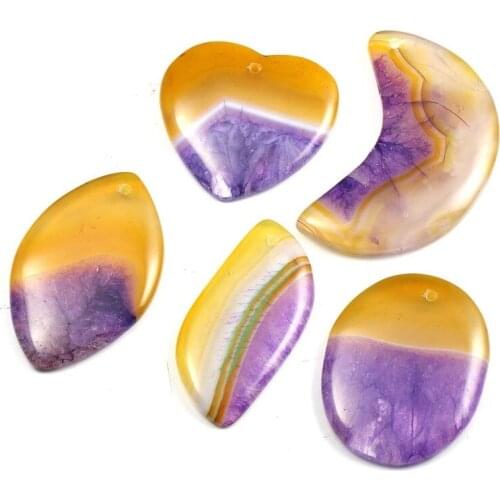 5pcs Natural Striped Agate 15mm Stone Random 5 Shapes Pendant Colorful for Charms Women Jewelry Making DIY Necklace Accessories