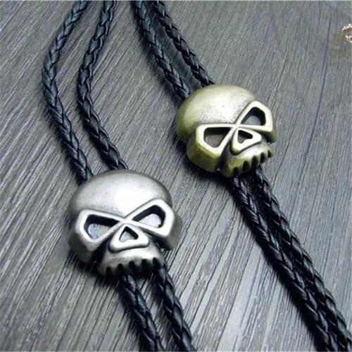 Bolo Tie Retro shirt chain Net version of the ghost Poirot led rope leather necklace Long tie hang