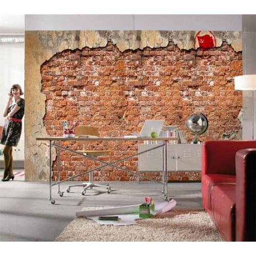 Customized large wallpaper 3d retro nostalgic red brick cement TV background wall living room bedroom restaurant papel de parede