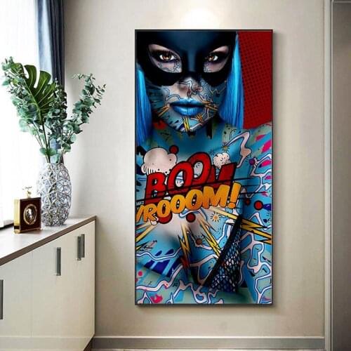 Large Size Masked Woman Graffiti Art Paintings on the Wall Art Posters and Prints Modern Art Girls Picture For Living Room Decor