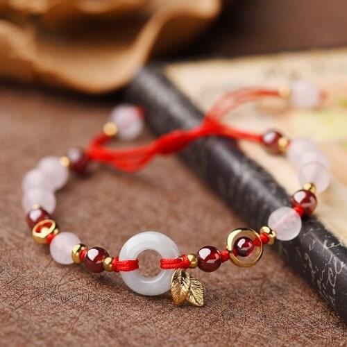 BOEYCJR Natural Stone Beads Bangles & Bracelets Jewelry Handmade Ethnic Elegant Braided Rope Bracelet for Women Gift