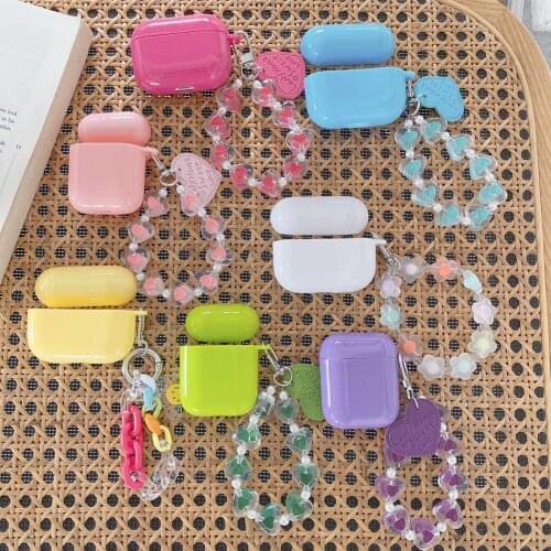 For Apple AirPods 1/2 Case Cute love heart Lanyard Earphones Case for Airpods Pro 3 Case Luxury Protect Headset Cover Air Pods