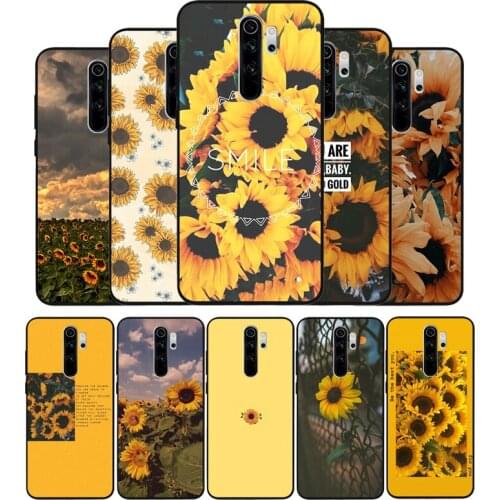 Sunflower Soft Silicone black Phone Case For Redmi 4A 4X 5PLUS 5A NOTE 4 5 6 7 8 9 8T PRO 9S