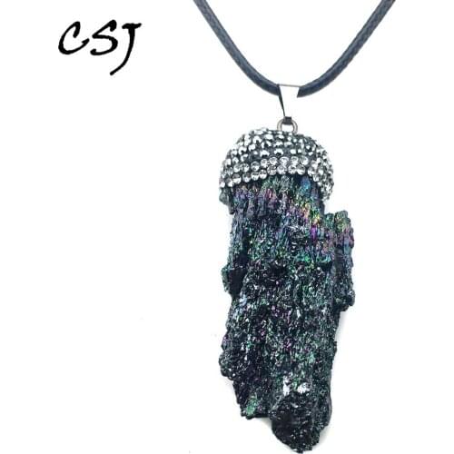 CSJ Natural Colorful Mysterious Volcanics Pendant Lava Necklace Divination spiritual meditation Fine Jewelry Random Delivery
