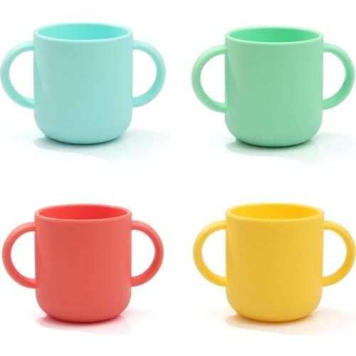 BPA-free Baby Silicone Water Cup with Double Handle Portable Heat-resistant Training Drinkware for Kids Infants Toddlers 69HE