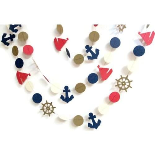 Nautical Theme Garland, Paper Garland, Anchor and Sailboat birthday wedding bridal baby shower banners buntings