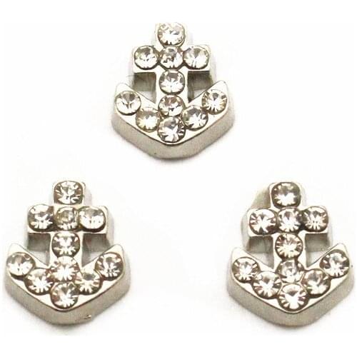Hot selling 10pcs/lot Crystal Charms boat anchor Floating Charms for Floating Memory charms Lockets DIY Jewelry