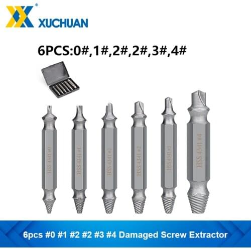 Damaged Screw Extractor Drill Bit 4/5/6Pcs Double Side Drill Broken Screw Bolt Remover Easily Take Out Extractor Remover Tool
