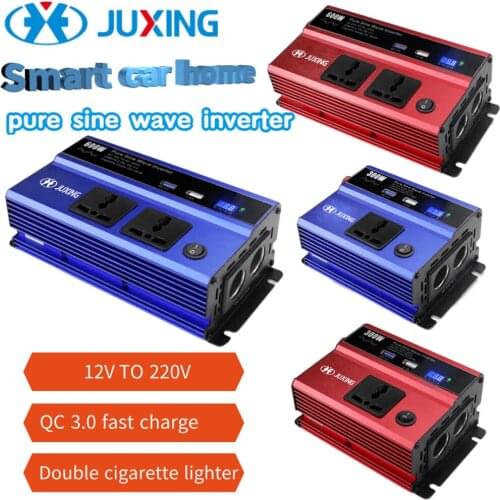 JUXING Smart Car Power Inverter DC12V To 220V 600W/300W Converter For Vehicle Use with 2* AC Oultet and QC 3.0 Fast Charging USB