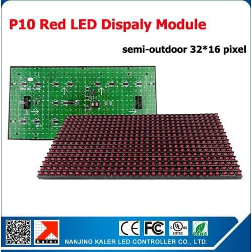 Kaler wholesale high brightness p10 semi-outdoor LED message text sign red color 2pcs p10 led module + 1 control card + 1 power