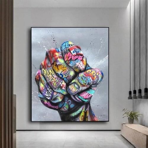 Street Graffit Canvas Painting Big Fist Coloring Panting Fist Inspirational Posters and Print Wall Art For Room Decor Frameless