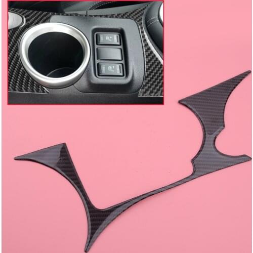 Carbon Fiber Console Water Cup Holder Panel Frame Decal Trim Fit for Nissan 370Z 2009 2010 2011 2012 2013 2014 2015 2016-2020