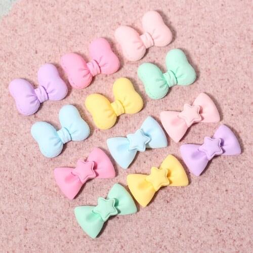 30pcs Resin Color Cute Bowknots Ornament Appliques DIY Craft Supplies Phone Shell Patches Arts Kid Hair Accessories Materials