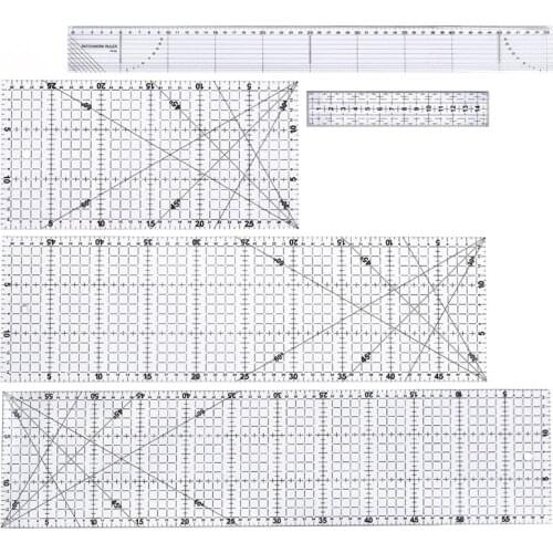 MIUSIE 5Pcs Hand Tool Patchwork Quilting Drawing Straight Ruler Tailor Yardstick Cloth Cutting Craft DIY Sewing Tools