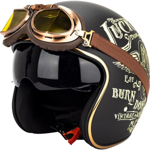 NEW Retro Helmet Motorcycle Open Face Helmet Leather Scooter Helmets 3/4 Chopper Casco Moto Vespa Vintage Motorcycle Helmets