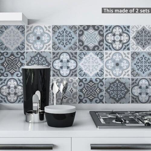 Wall Stickers 10Pcs/Set PVC Self-Adhesive Tile Floor Sticker High Quality Retro Pattern Waterproof Bathroom Kitchen Home Decor