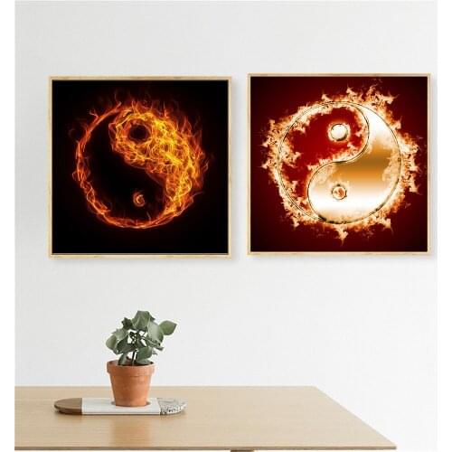 New 2018 about Tai Ji Fire Flame Beauty Picture Print on Canvas Painting for Wall Canvas Painting Wall Art Quadro for Bar Cafe