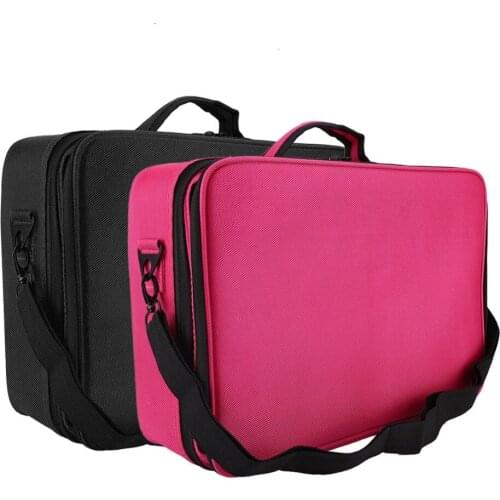 Upgrated 3 Layers Tattoo Storage Bags Cosmetic OrganizerBeauty Artist Makeup Case with Shoulder Strap Tattoo Suitcase Supplies