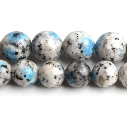 Natural Round AAA+ White Blue K2 Stone Loose Beads For Jewelry Making DIY 8 10mm 15inch