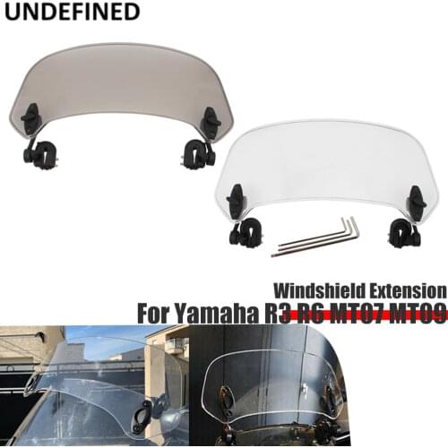 Motorcycle Windshield Windscreen Spoiler Extension Adjustable Clip On Air Deflectors 36cm For Yamaha R3 R6 MT07 MT09 FZ1 FJ09