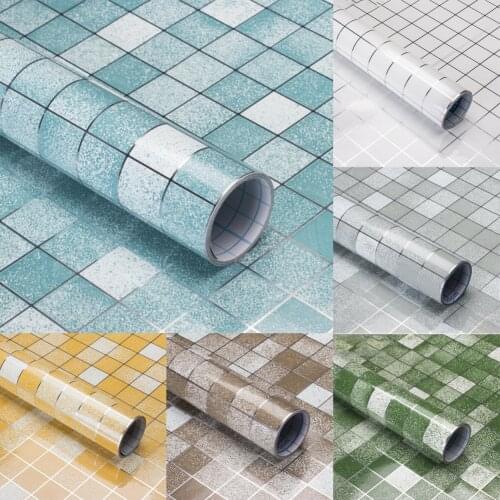 Self Adhesive Waterproof Removable Lattice Oil-proof Wall Sticker Kitchen Waterproof Decals Home Decor